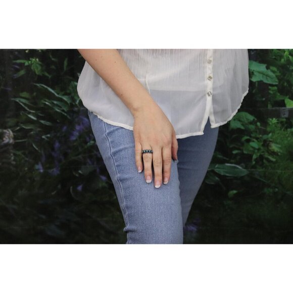 Sterling Silver Natural Turquoise Band Ring Size 5 3/4 - Picture 4 of 8